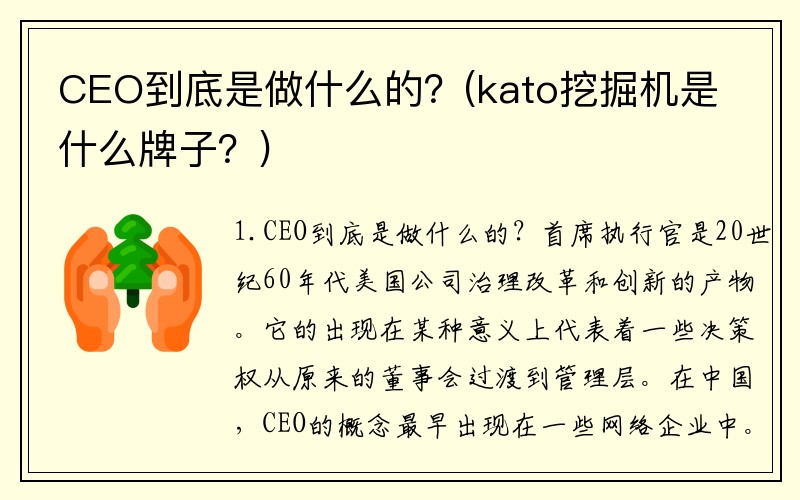 CEO到底是做什么的？(kato挖掘机是什么牌子？)